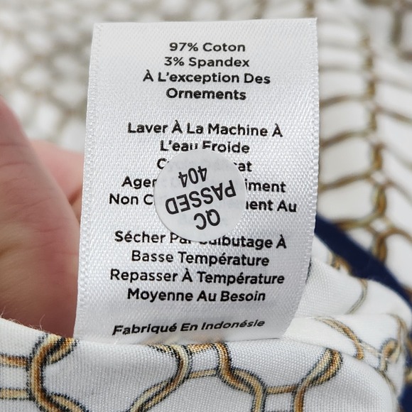 Talbots NWOT Petites Chain Button Down Blouse 12P Chain Print Navy White Gold - Picture 12 of 15